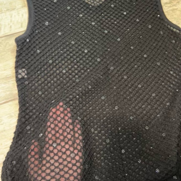St. John mesh sleeveless top. Black with rhinestone accents. Size S. - Picture 11 of 11